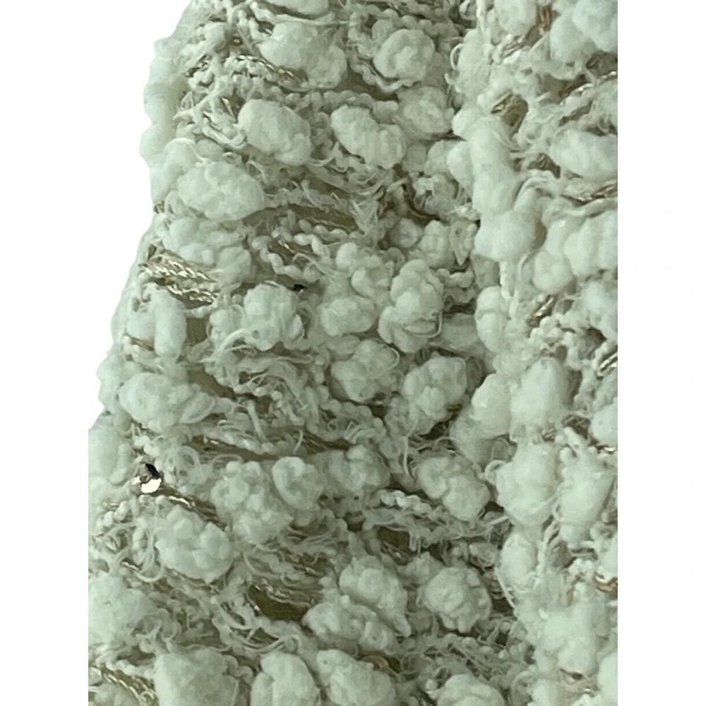 Ivory Boucle Knit Throw‎ Blanket Neutral Textured Woven Cozy Chic 45x45 bling